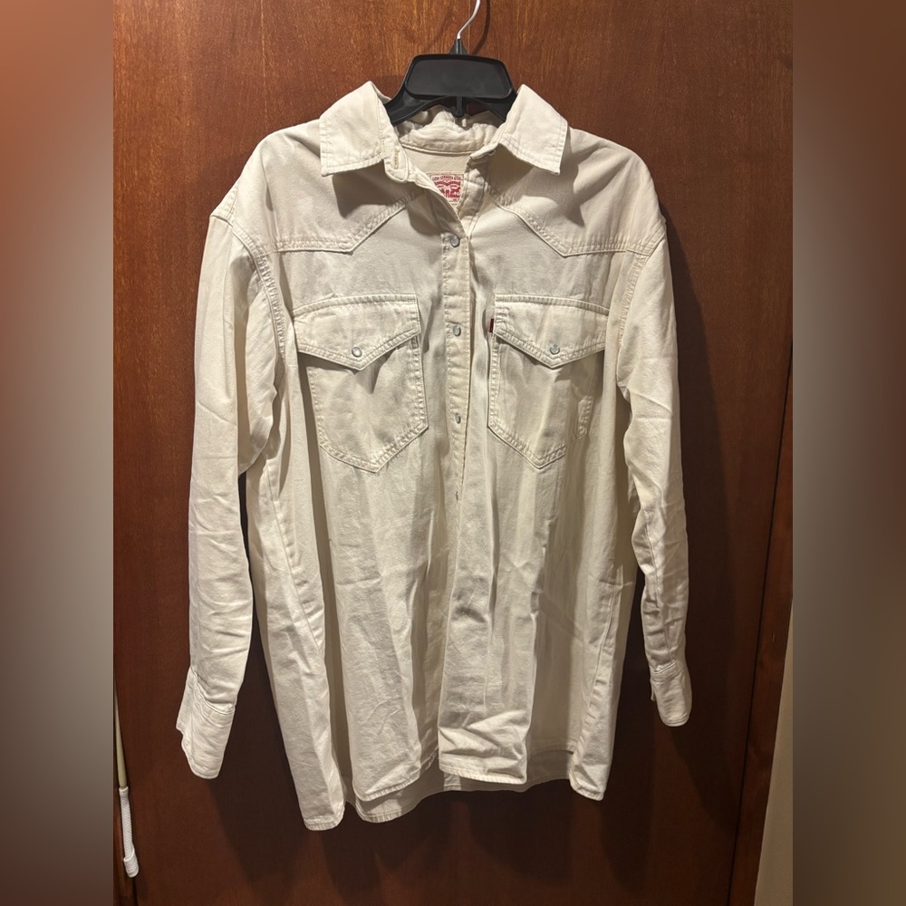 Levi's Cream Denim Pearl Snap Shirt